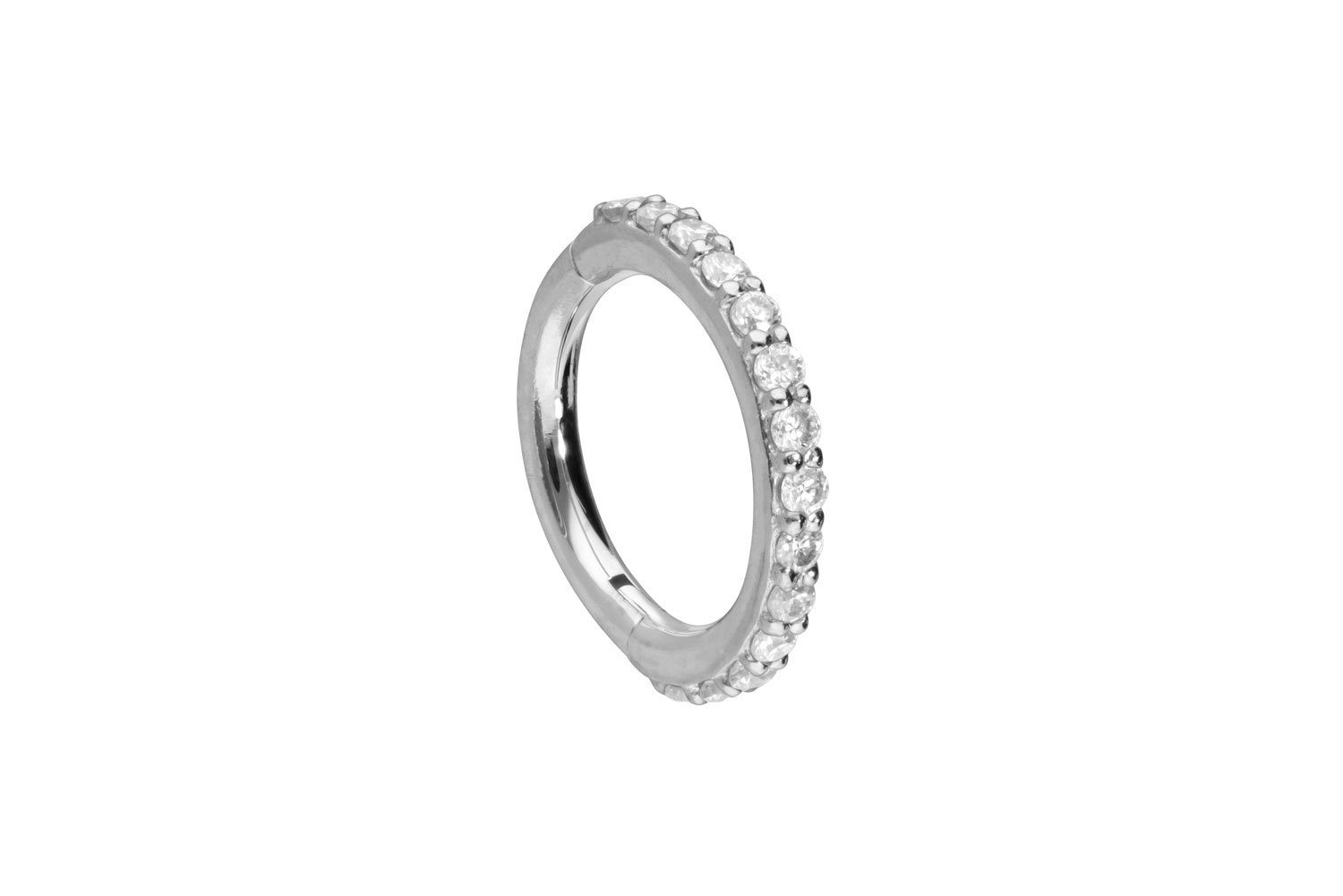 14/18 Karat Gold Segmentring Clicker Piercing EINGEFASSTE MOISSANITE